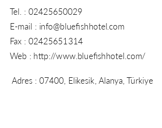 Blue Fish Hotel iletiim bilgileri